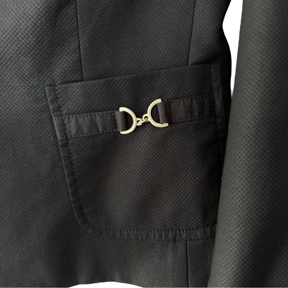 Talbots Horsebit Blazer Size 8 Black Cotton Pique Preppy Equestrian - Picture 8 of 10